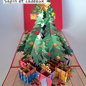 Carte pop up 3D Sapin et cadeaux